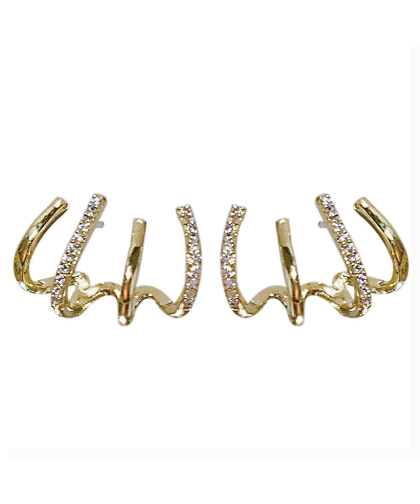 Gold Overgild Inlaid Zircon Stud Earrings