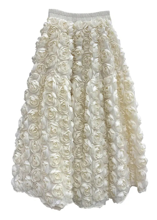 Stylish Apricot High Waist Tulle a Line Skirt Spring
