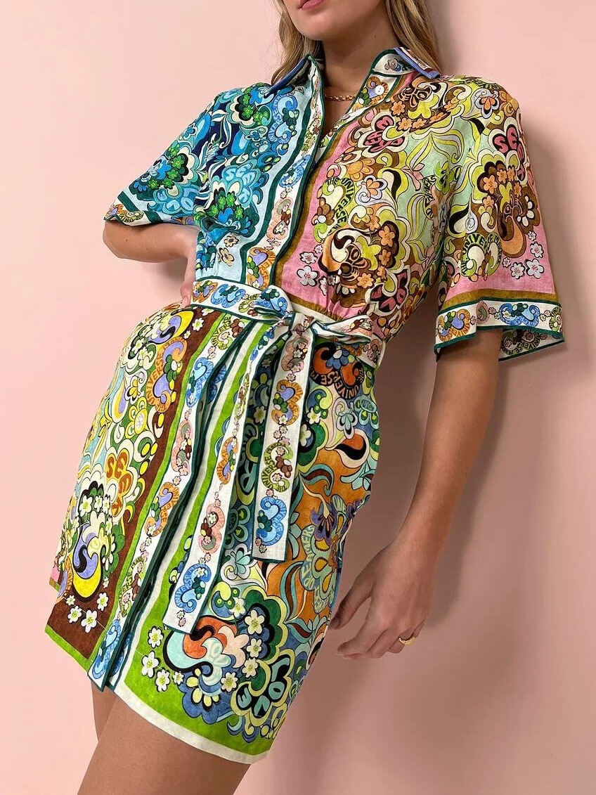 Satin Print Special Mini Dress