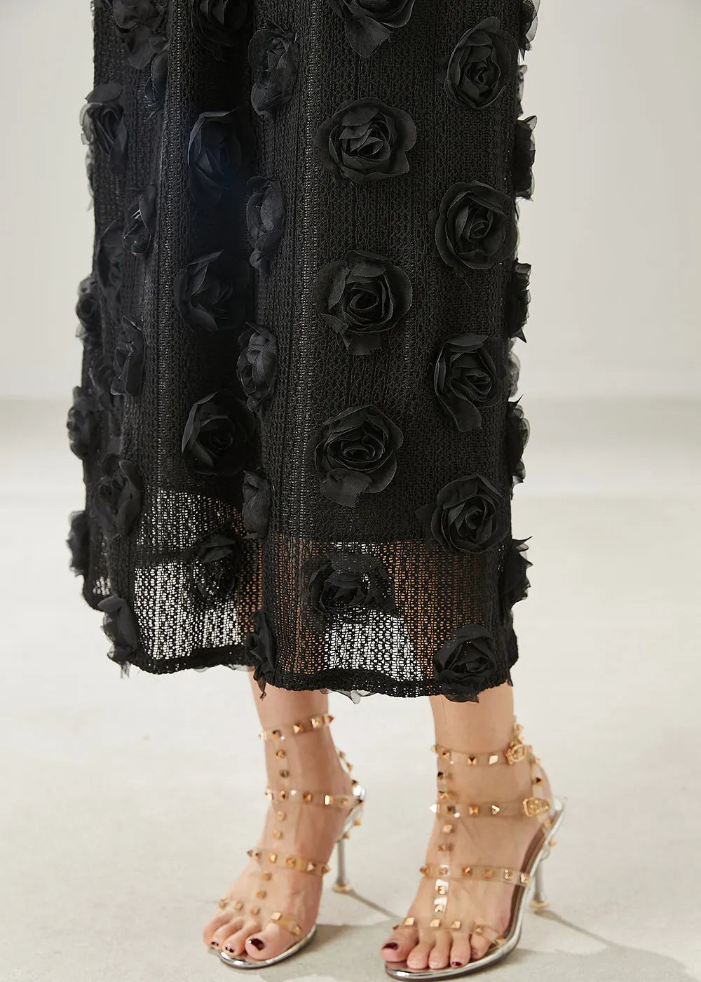 Natural Black Stereoscopic Knit Skirts Summer