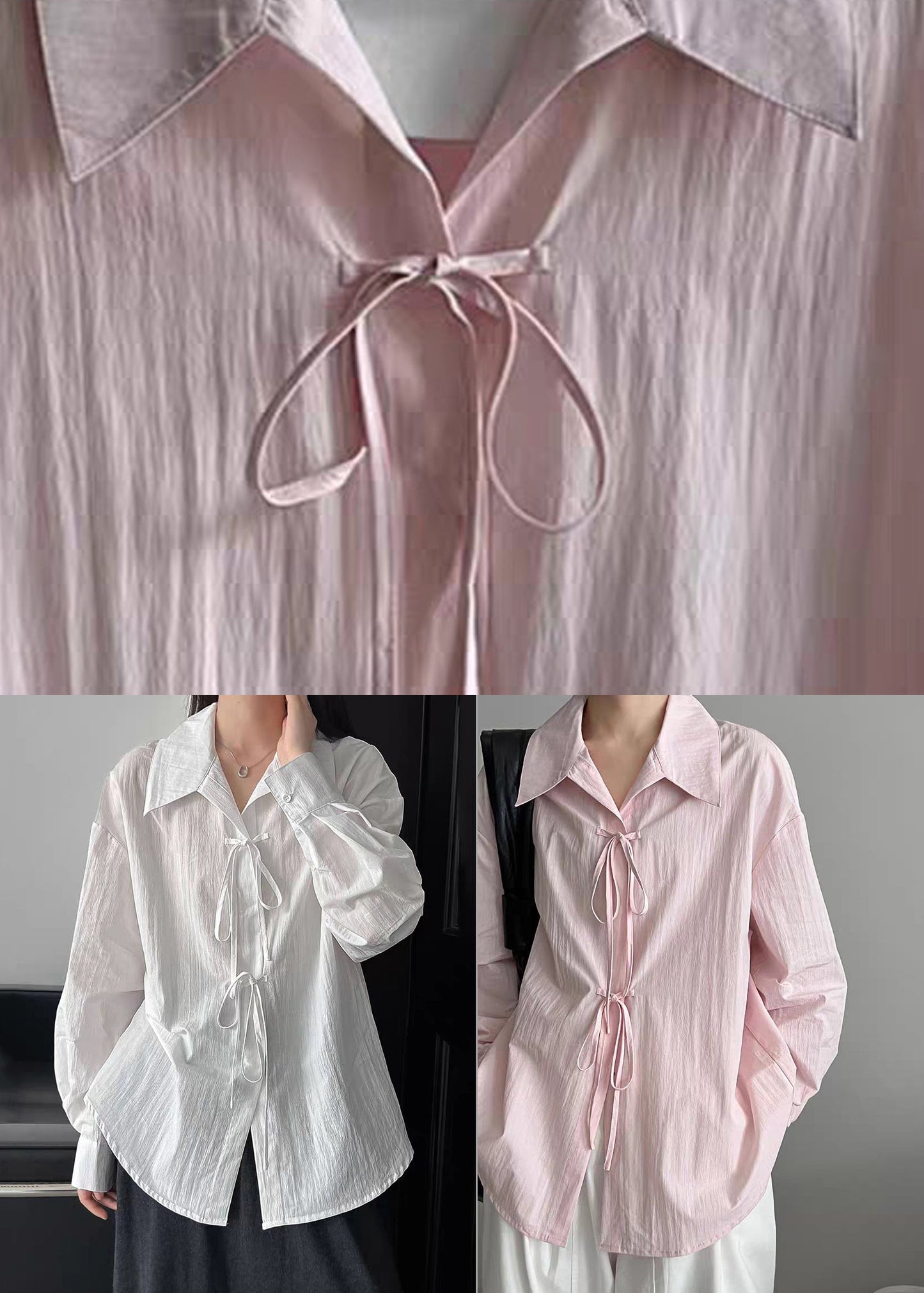 Brief White Tie Lace Shirt Lantern Sleeve