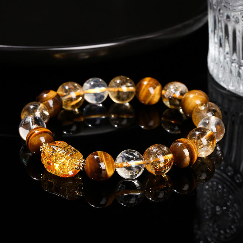 10mm Yellow Tiger Eye Citrine Strength Bracelet