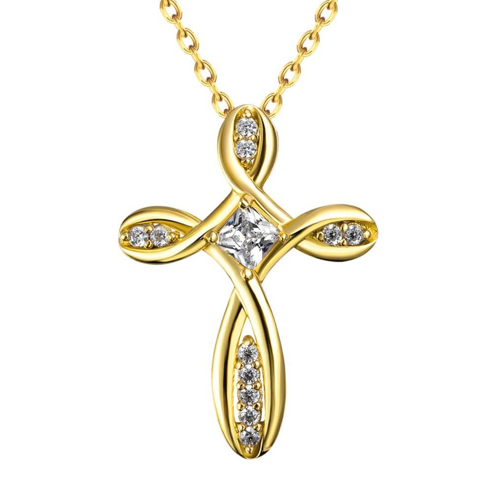 Zircon Tied Cross Necklace