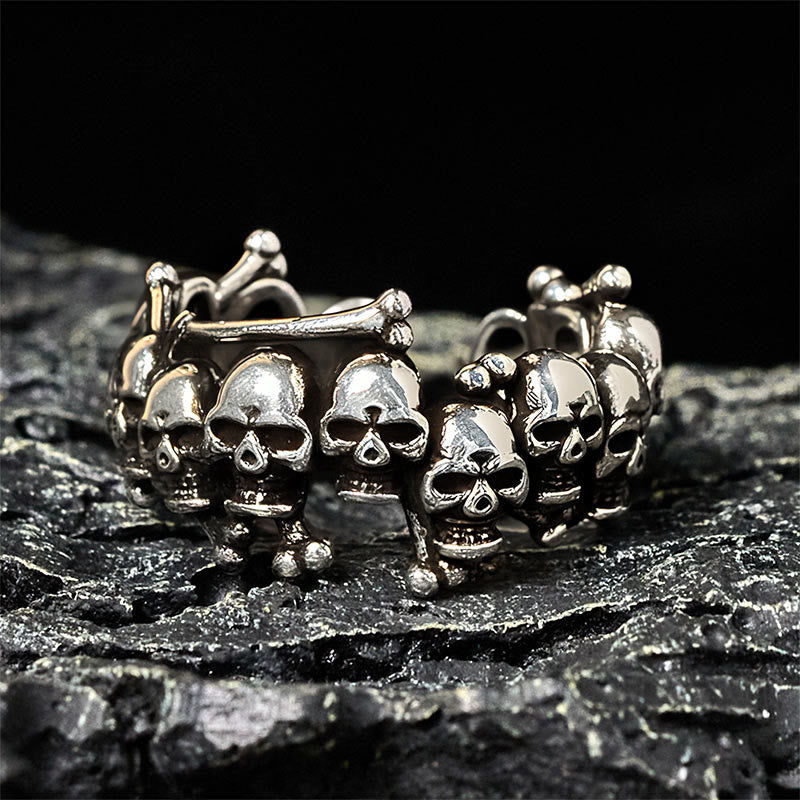 Buddha Stones Copper Skull Bone the Lord of the Corpse Forest Keep Away Evil Spirits Ring