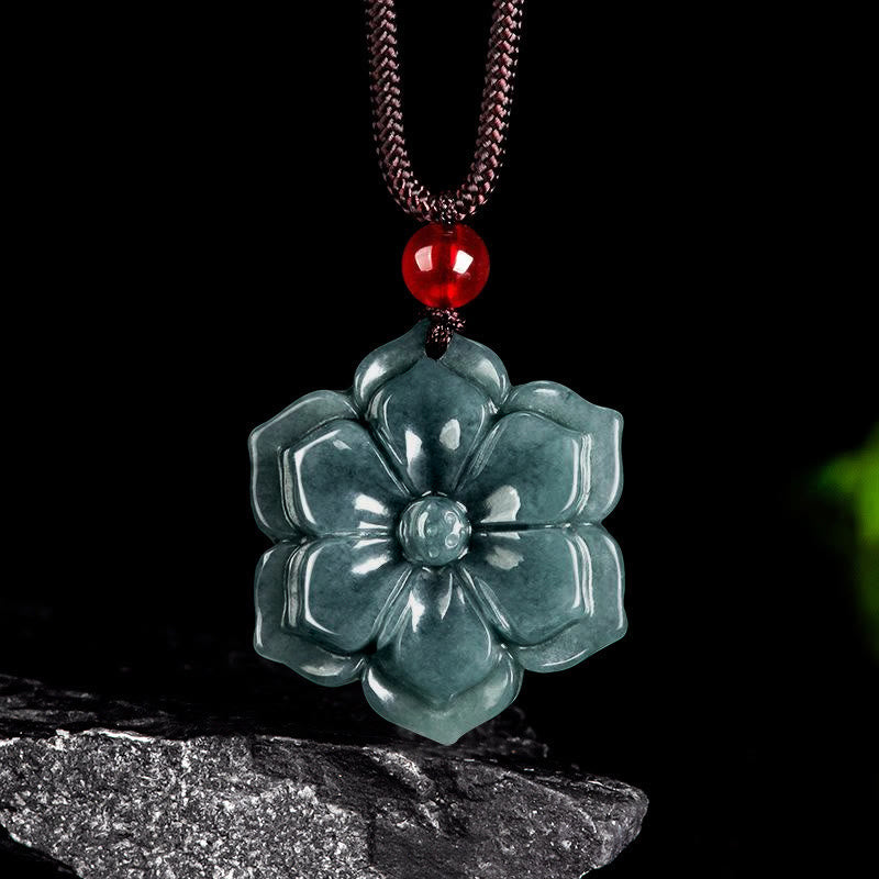 Buddha Stones Peach Blossom Jade Prosperity Necklace Pendants