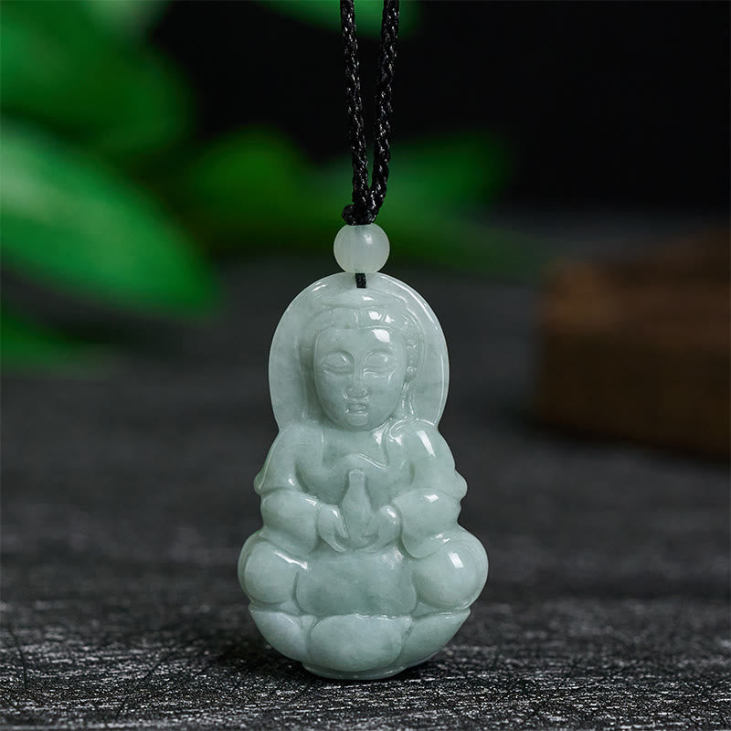 Buddha Stones Jade Kwan Yin Avalokitesvara Harmony Necklace Pendant