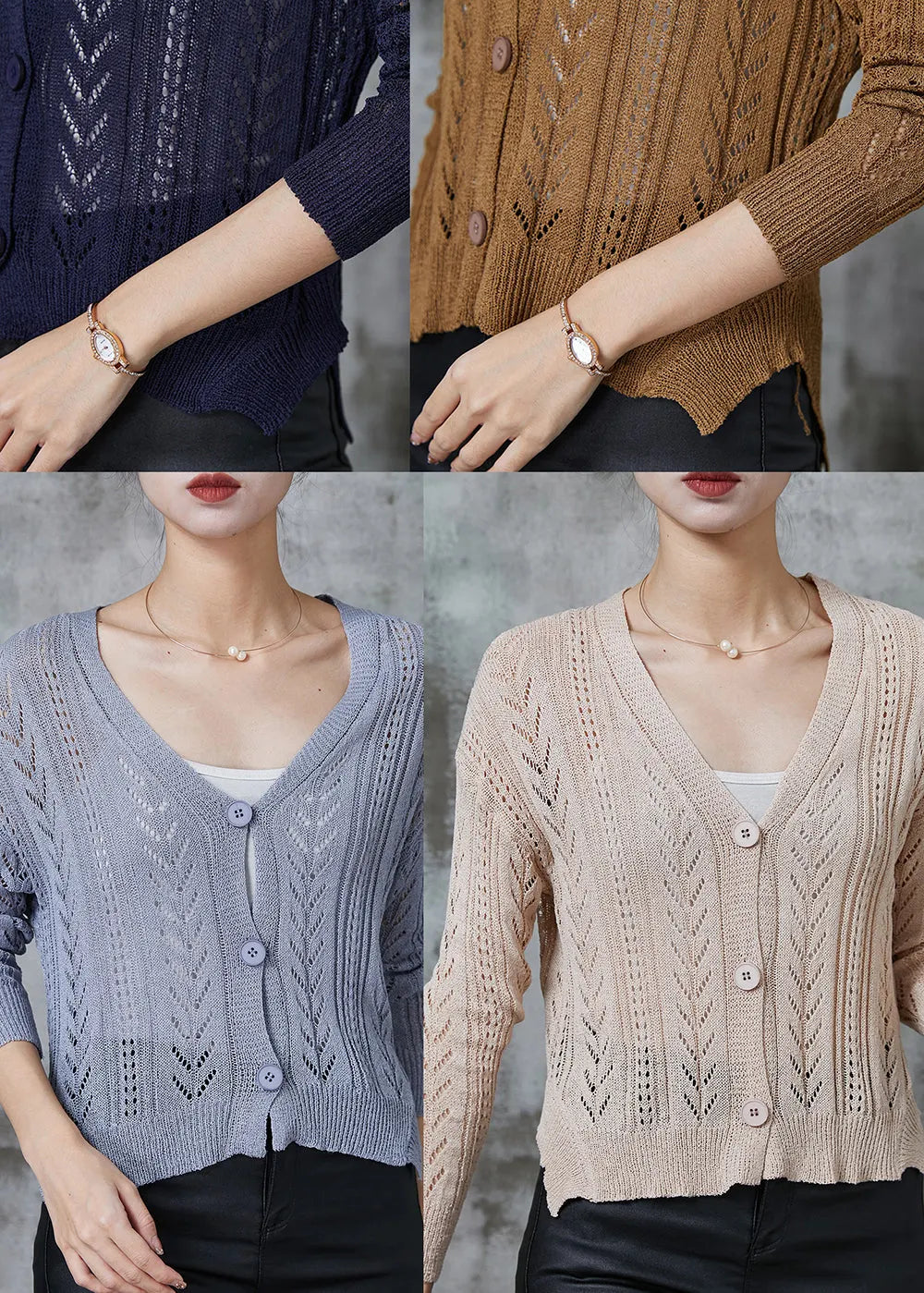 Navy Button Down Knit Cardigan Spring