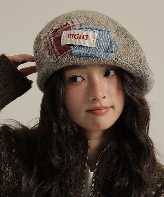 Khaki Versatile Patch Knit Breton Hat