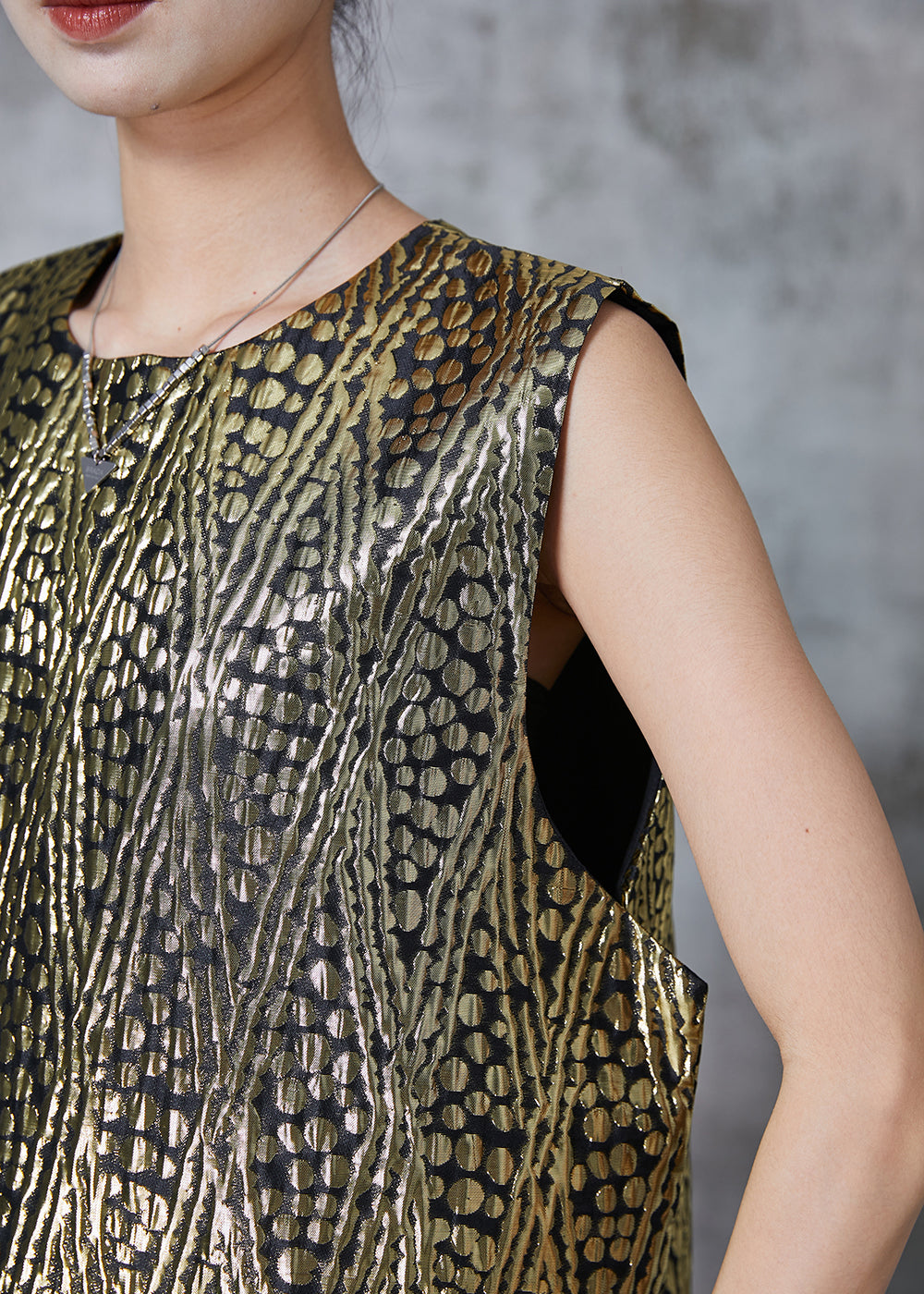 Green Jacquard Cotton Beach Vest Sleeveless
