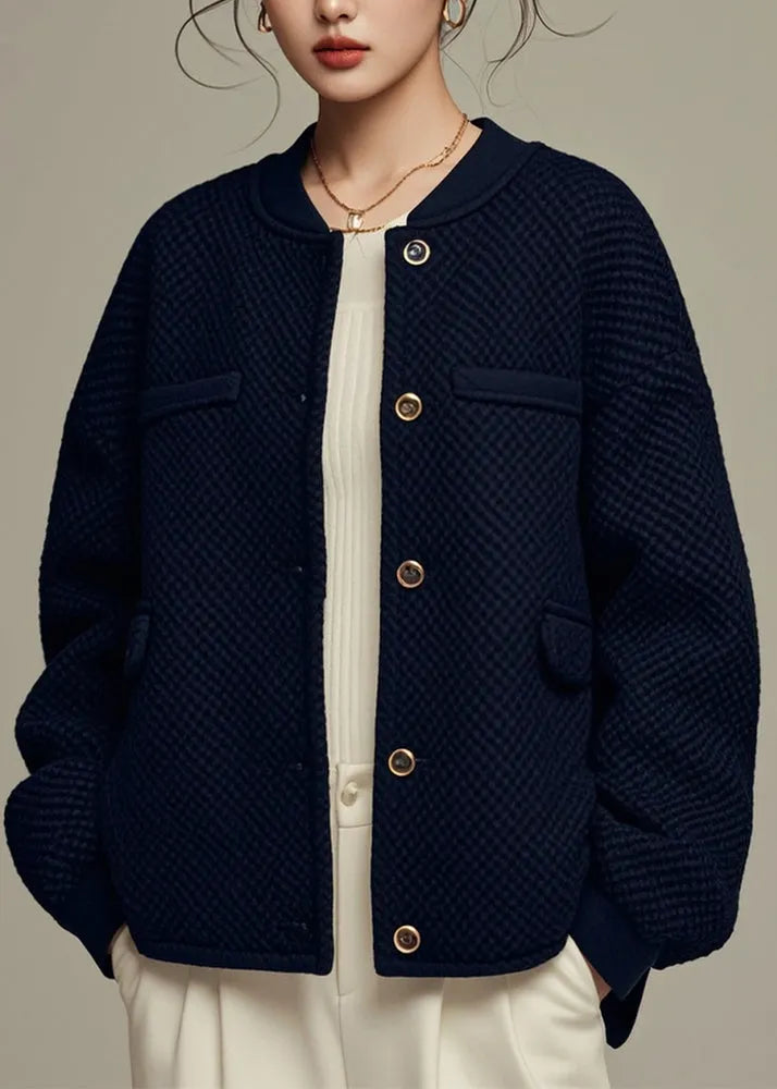 Loose Black Button Cotton Coats Winter