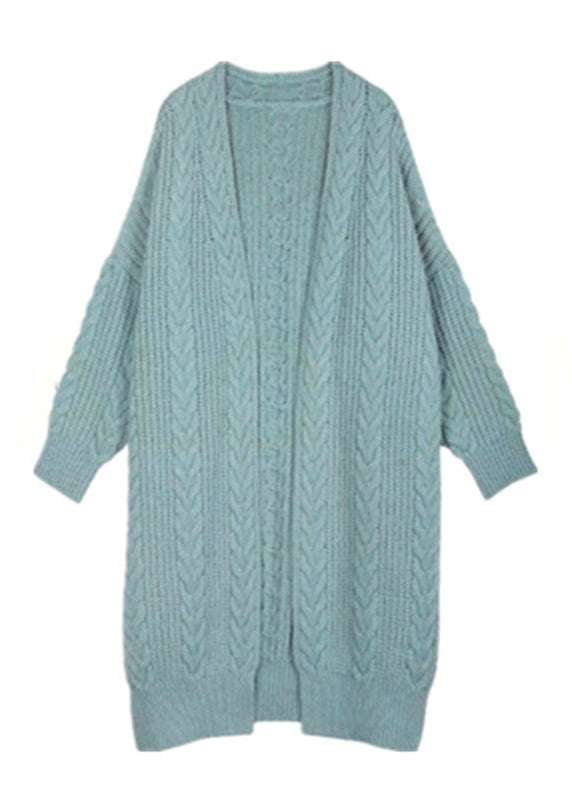 Blue V Neck Cozy Long Knit Cardigan Spring