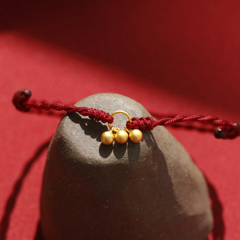 925 Sterling Silver Gold Plated Luck Red String Bracelet