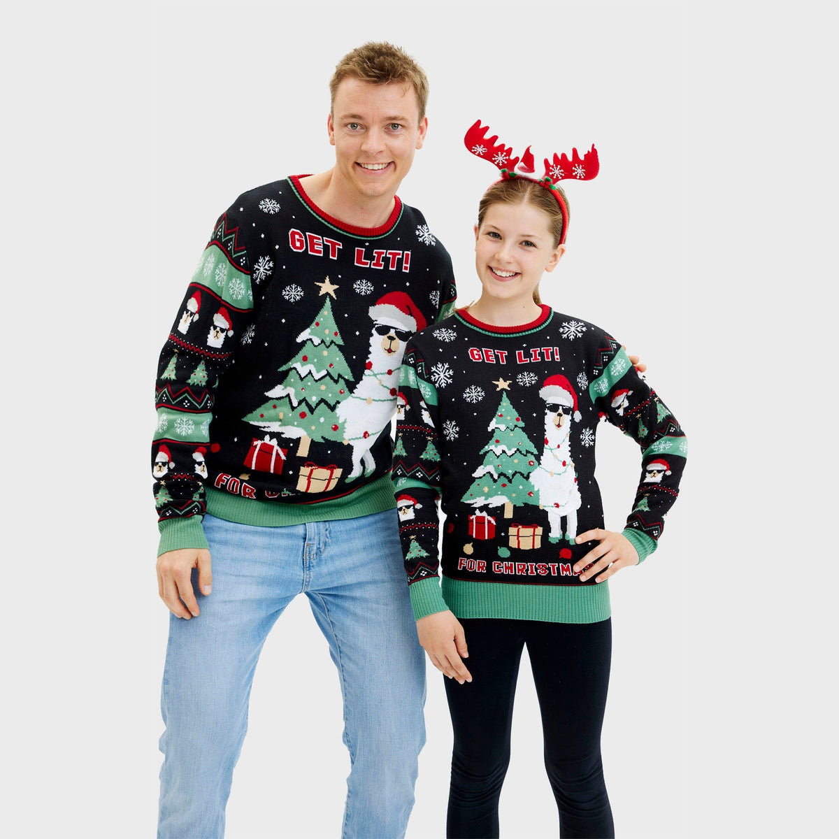 Get Lit Llama Christmas Sweater Men's