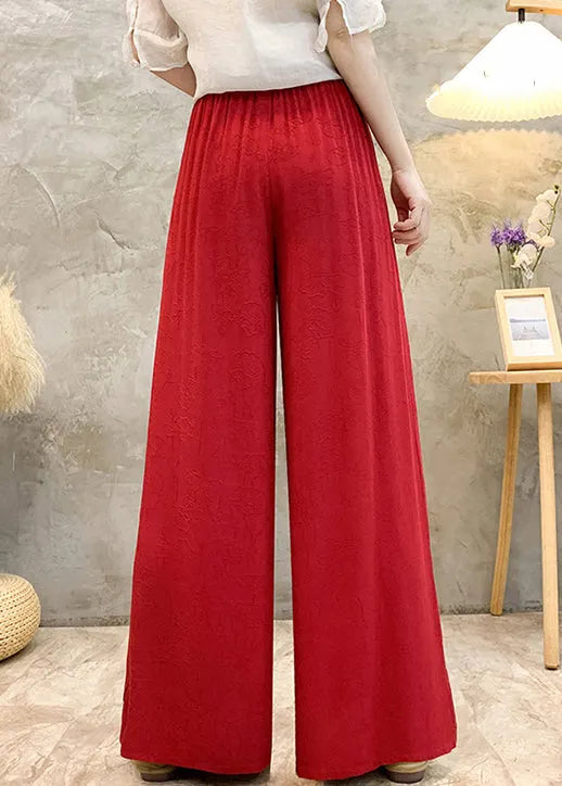 Style High Waisted Embroidered Wide Leg Pants Summer