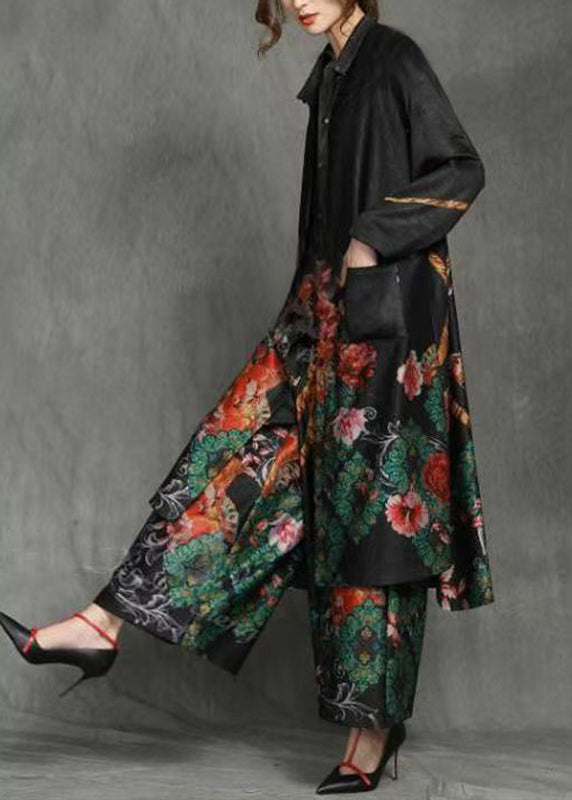 Boutique Black Peter Pan Collar Cardigans and Crop Pants Two Piece Set Spring