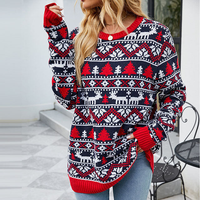 Christmas-Inspired Knit Sweater with Pattern, Acrylic, Warm, Festive