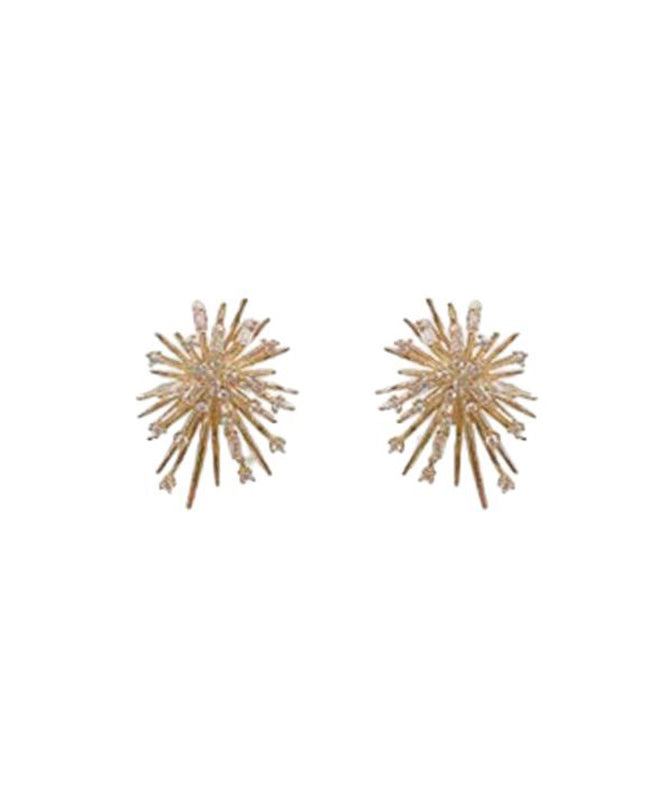 Gold Sterling Silver Overgild Zircon Fireworks Stud Earrings