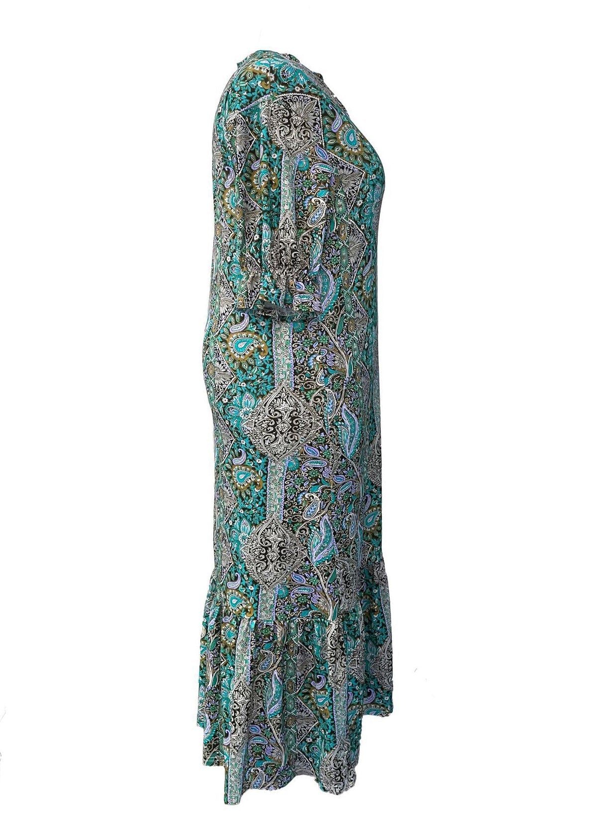 Red V Neck Print Wrinkled Patchwork Cotton Long Dresses Summer