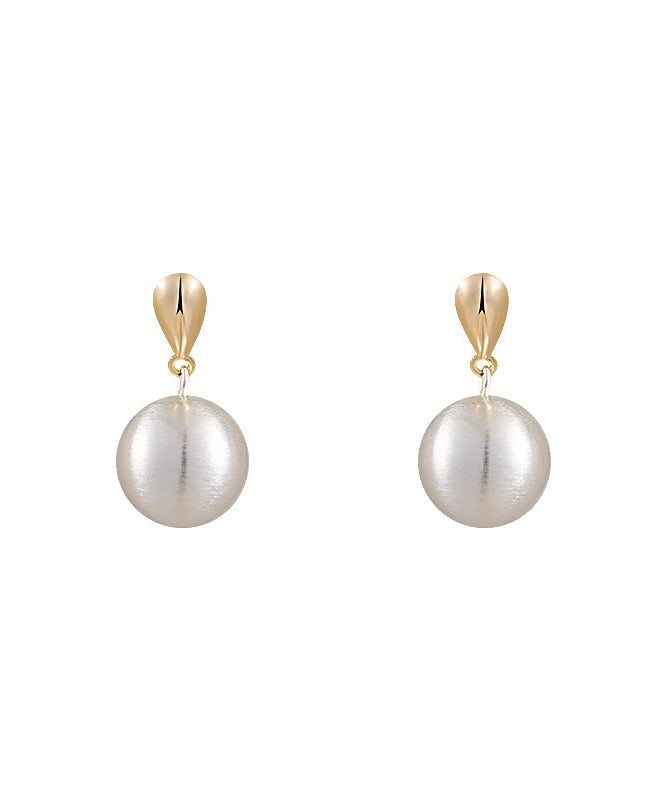 White Metal Alloy Spherical Drop Earrings