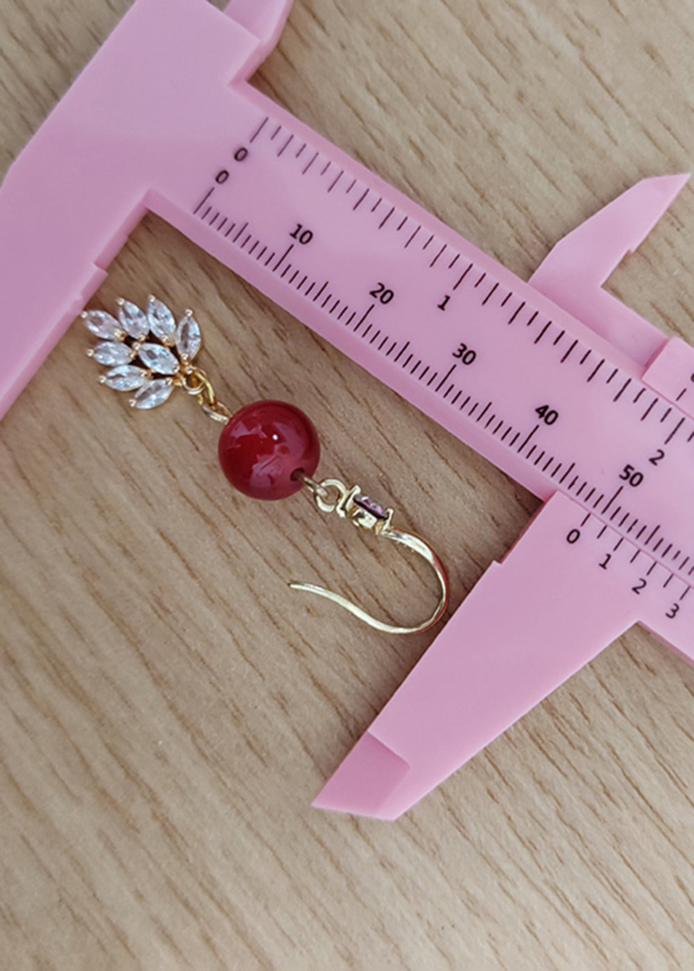 Red Gem Stone Zircon Drop Earrings