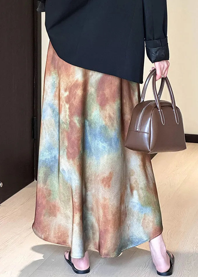 Gradient Color Tie Dye High Waist Skirt Fall