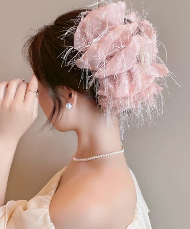 Pink Tulle Cloud Tassel Hairpin