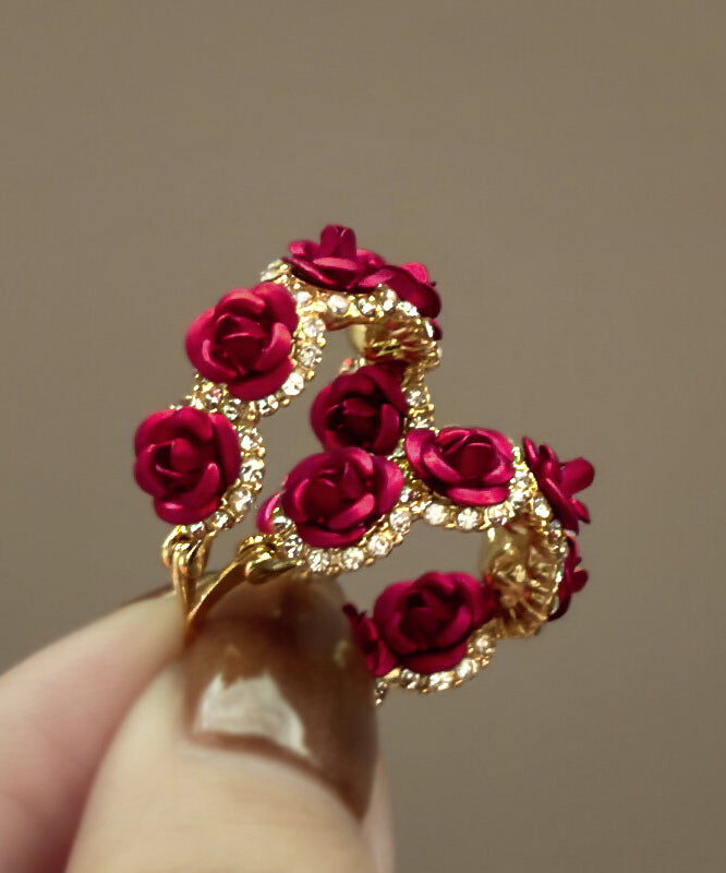 Gold Sterling Silver Overgild Zircon Rose Hoop Earrings