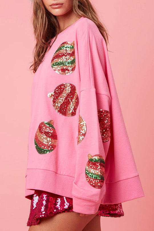 Christmas Egg Sequin Casual Long-Sleeve Sweatshirt