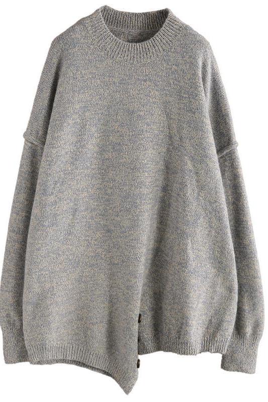 Knitted Button Split Hem Sweater