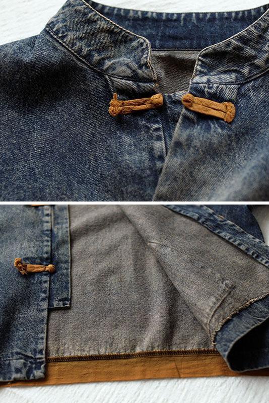 Retro Denim Pocket Spliced Jacket