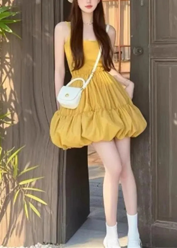 New Rose Wrinkled Cotton Spaghetti Strap Dress Sleeveless