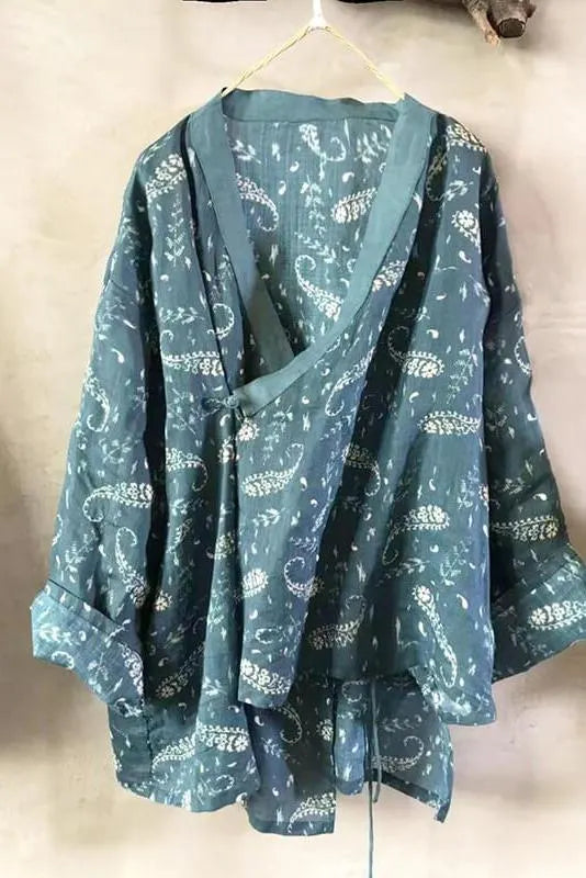 Irregular Hem Print Cardigans Top