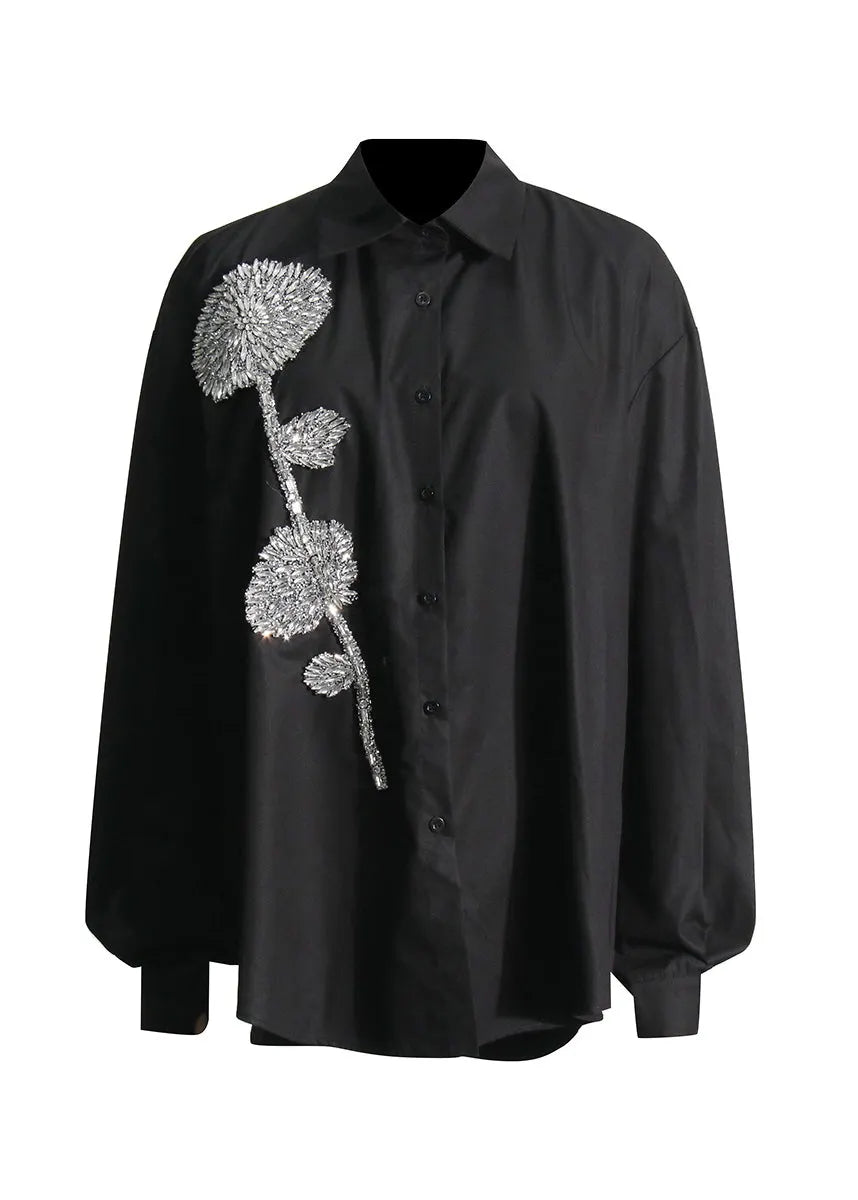 White Rhinestone Decorated Cotton Top Fall