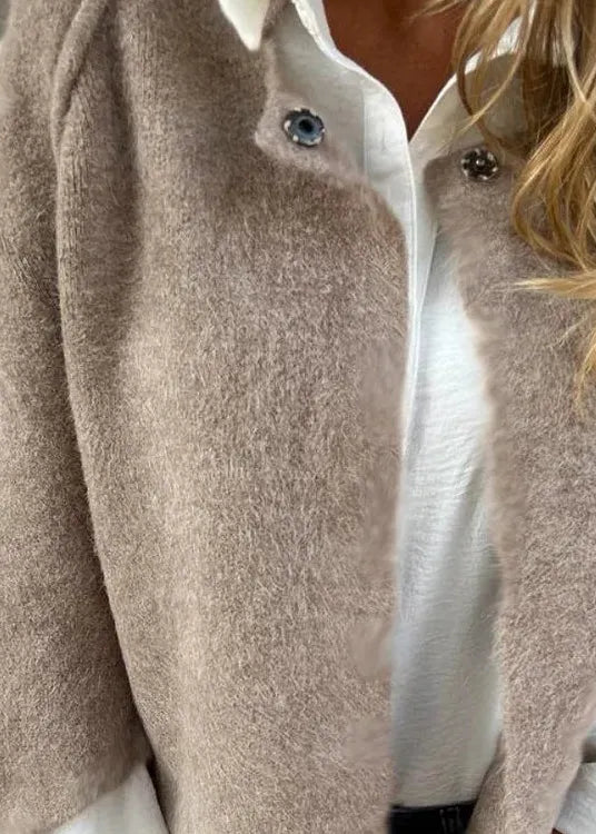 Style Camel O Neck Button Cashmere Short Coat Fall