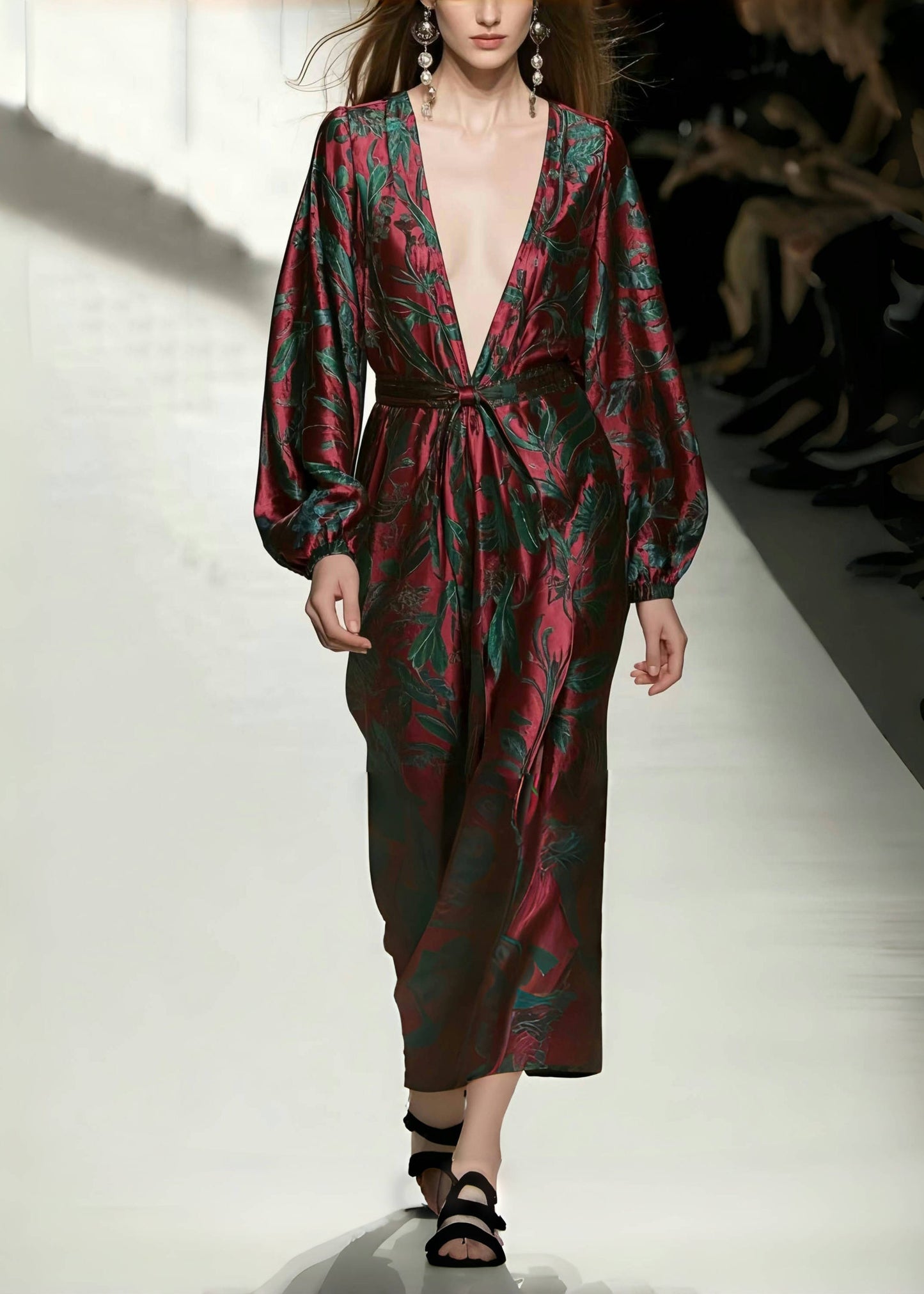Mulberry V Neck Print Silk Vacation Dresses Spring