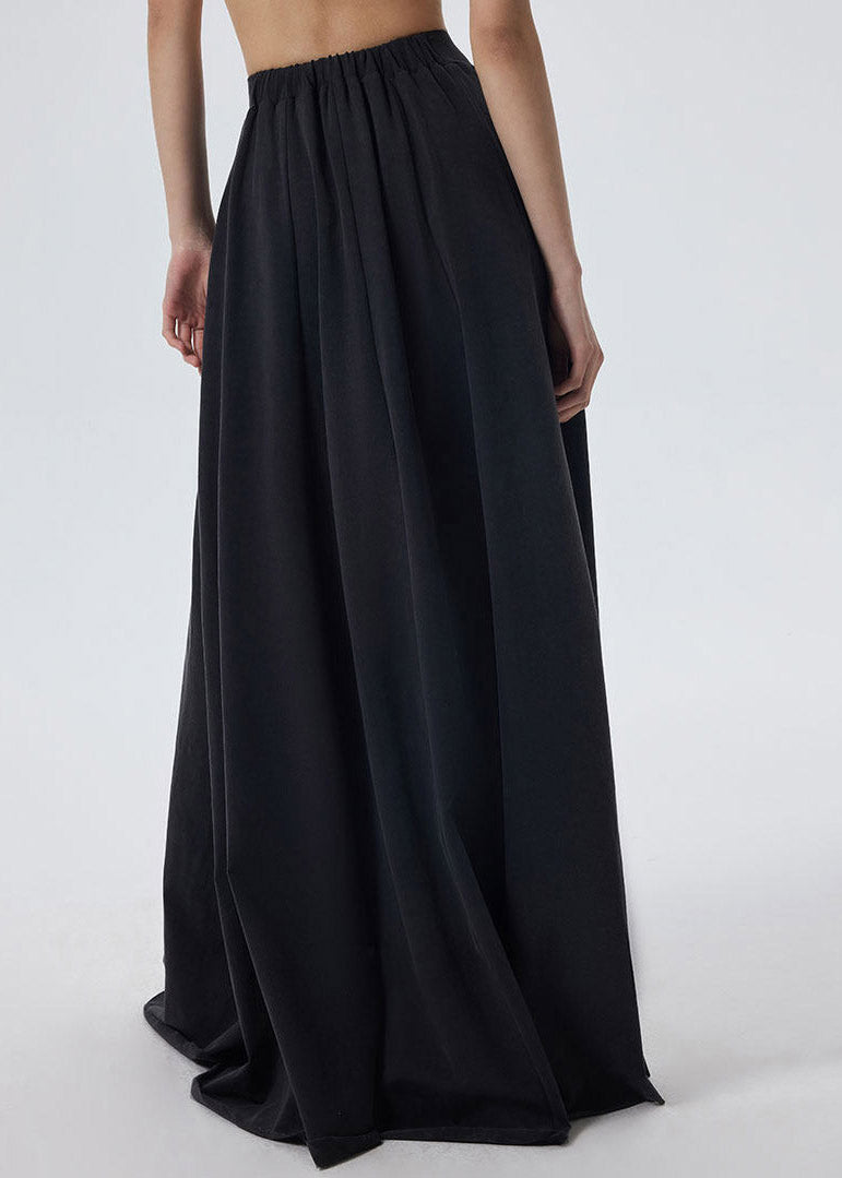 Black Elastic Waist a Line Skirt Spring