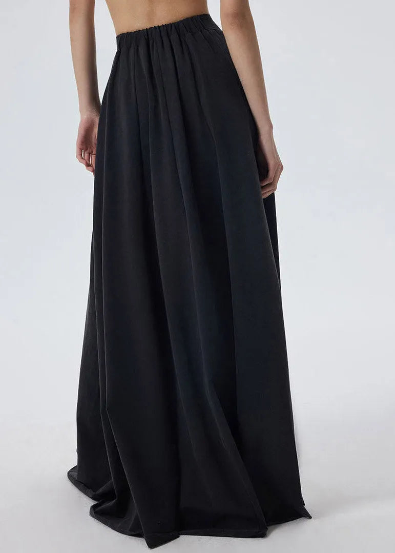 Black Elastic Waist a Line Skirt Spring