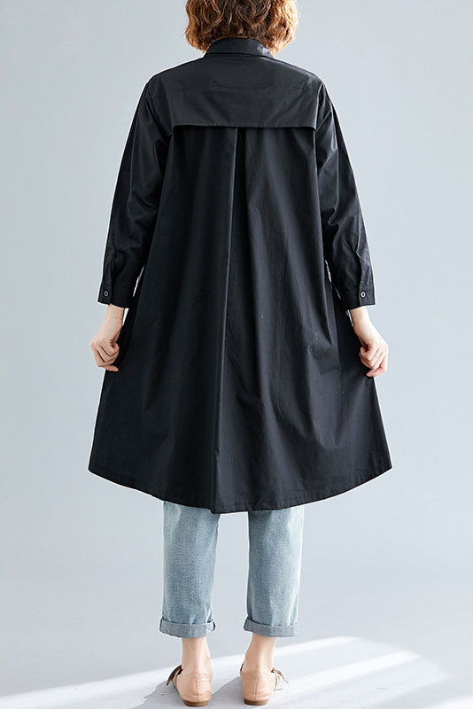 Spring Simple Black White Printed Shirt Dress