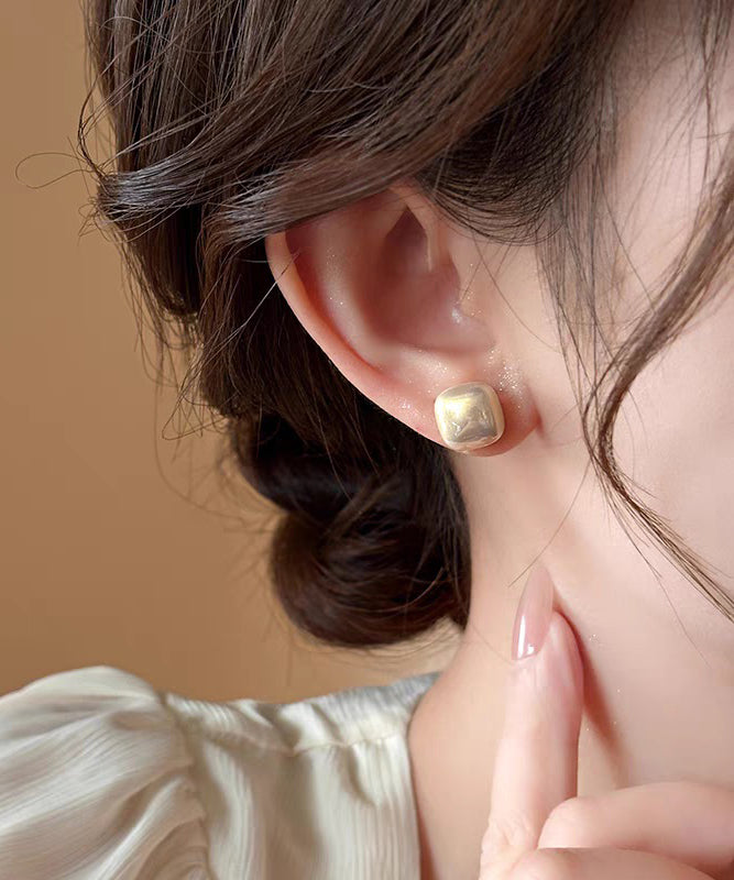 Diy Champagne Copper Alloy Pearl Stud Earrings