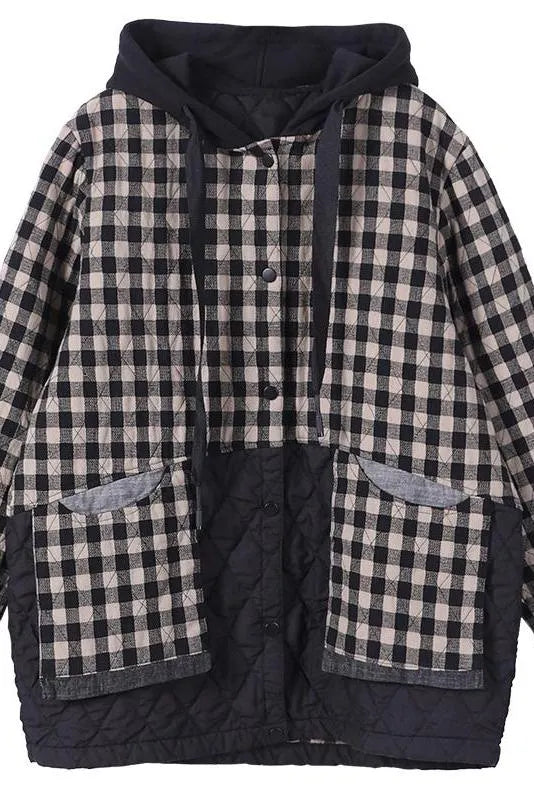 Limited Stock- Winter Plaid Hooded Drawstring Warm Coat