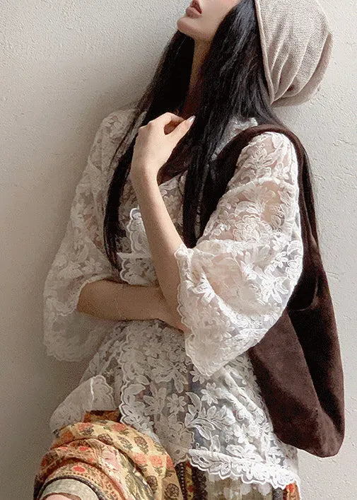New Beige Peter Pan Collar Coat Cardigans and Shorts Linen Suit Set Spring