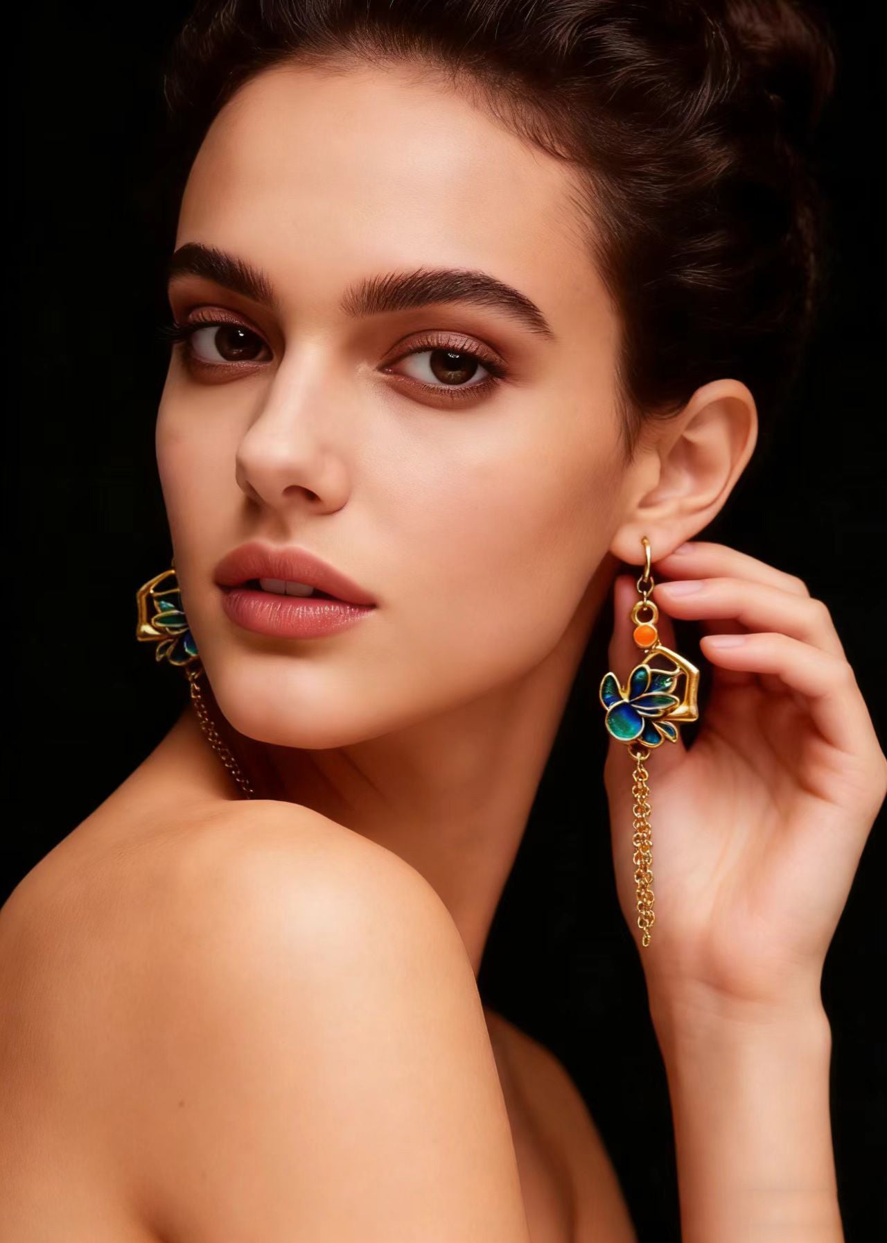Enamel Gilding Tassels Long Drop Earrings