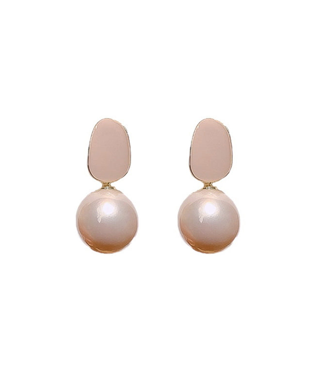 Diy Light Pink Sterling Silver Alloy Pearl Drop Earrings Gh1079