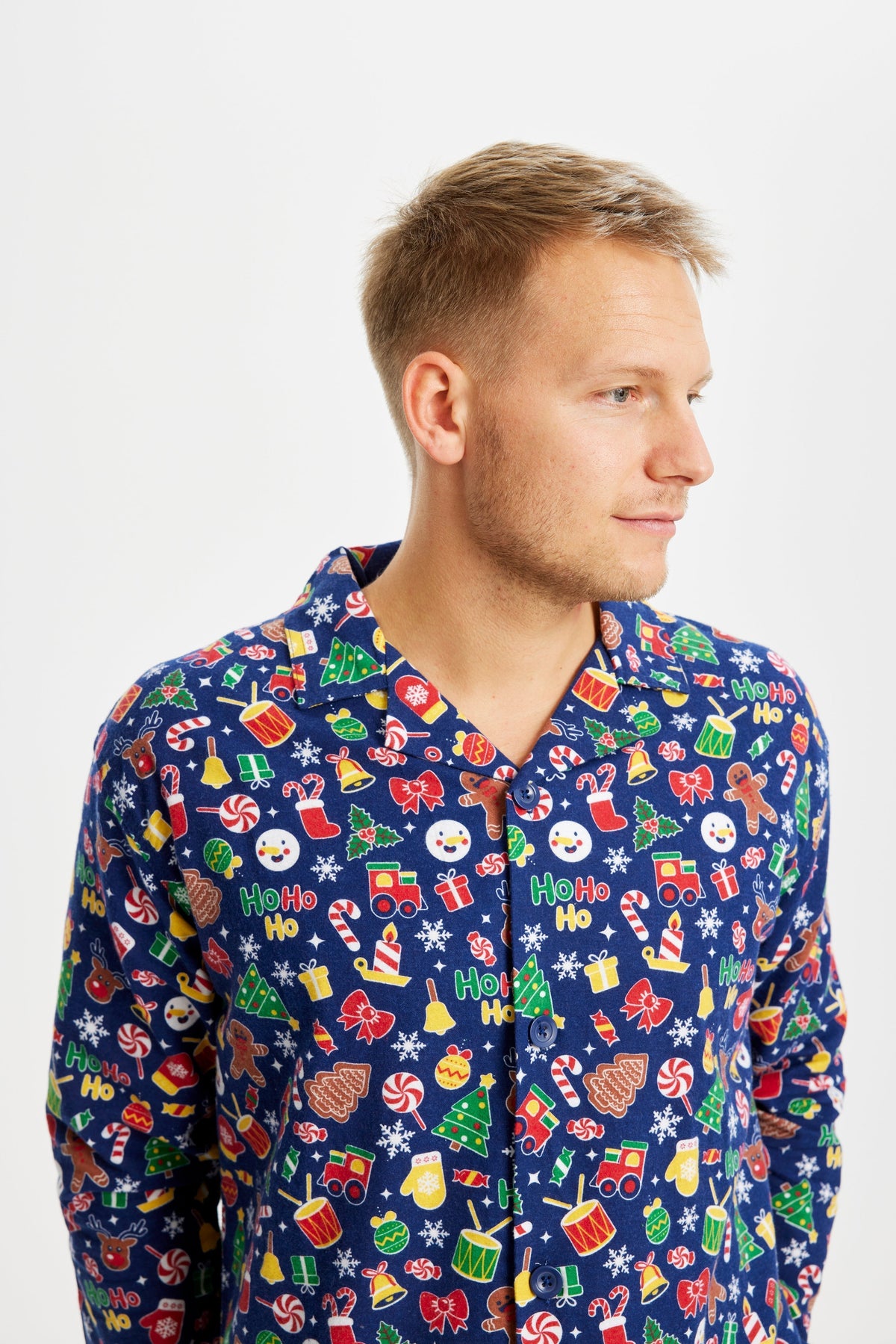 Crazy Christmas Flannel Pajamas Blue Men's