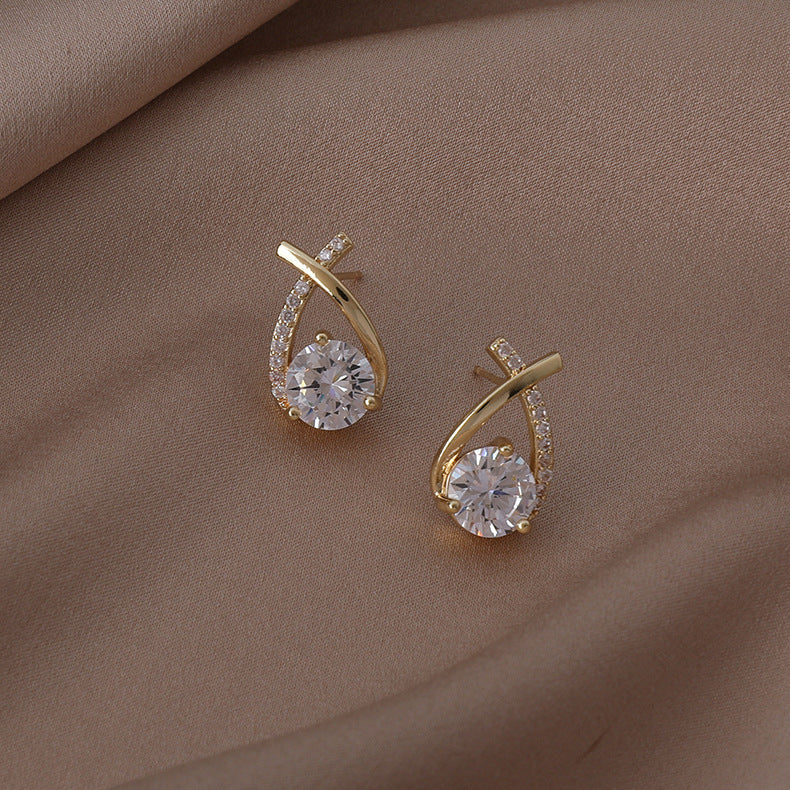Romy Zircon Cross Drop Earrings