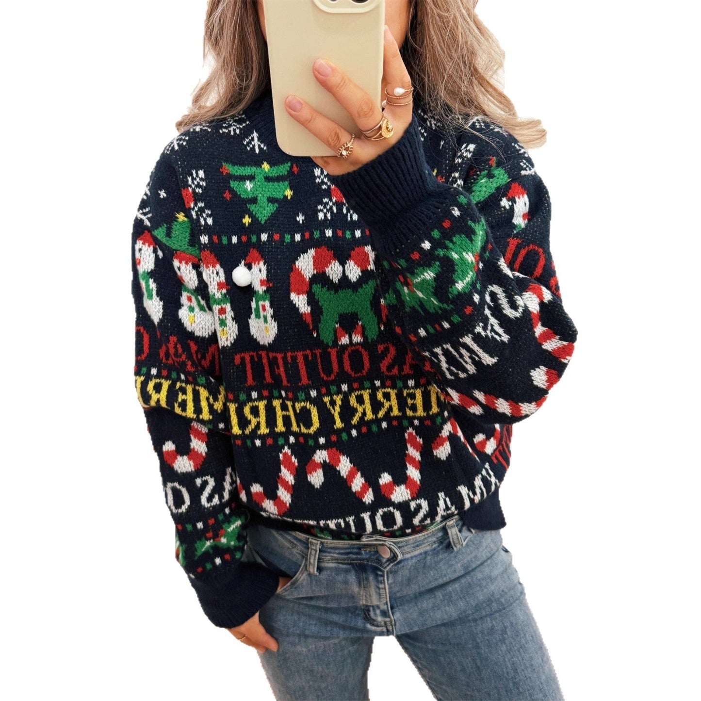 Women's Christmas Sweater with Nordic Design and Festive Motifs R&B