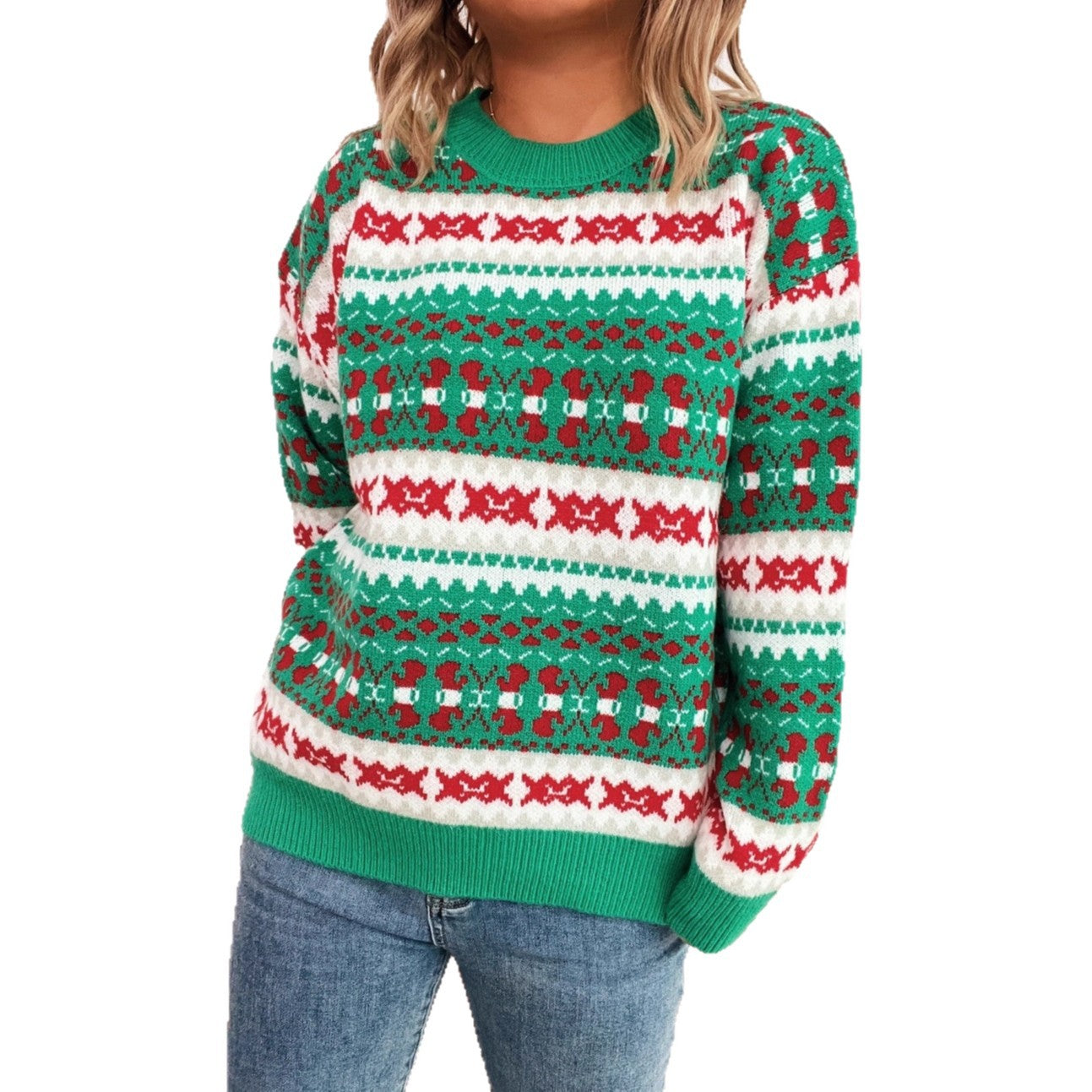 Women's Christmas Sweater with Festive Motif and Relaxed Fit