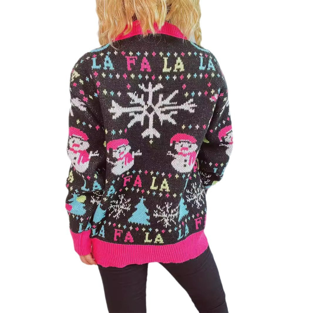 Women's Festive Sweater with Colorful 3D Appliqués and Motif Design R&B