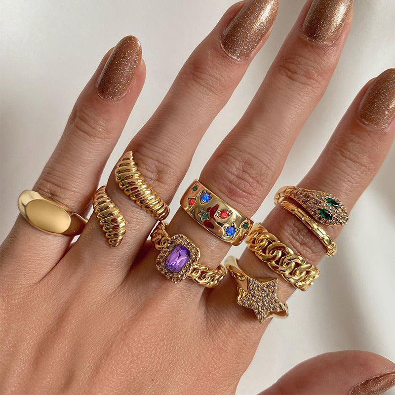 Analucia Stacked Gold Ring Set