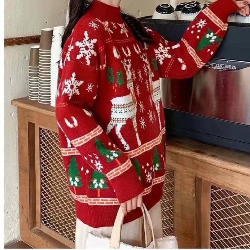Women's Festive Winter Sweater with Christmas Motifs R&B